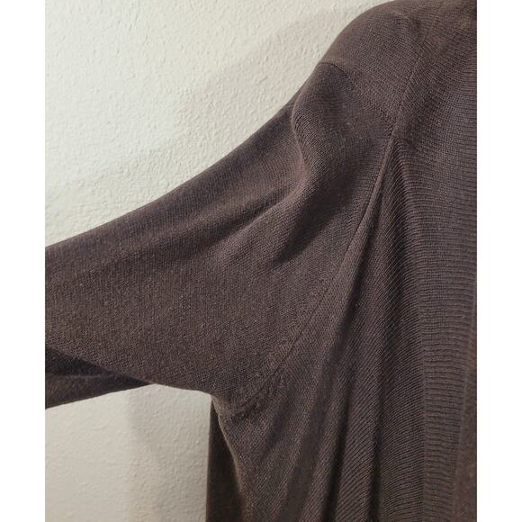 Old Navy Brown Draped Open Front Cardigan Sweater Small Pointed Hem Lightweight - Picture 2 of 6